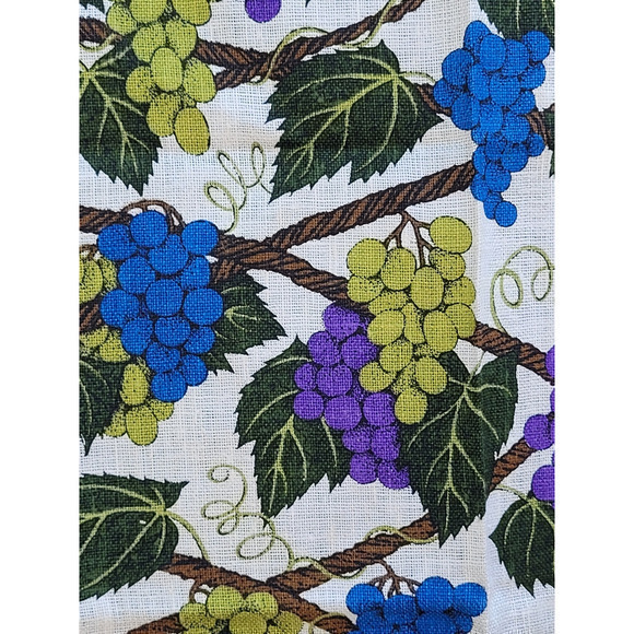 Vintage Kat Dee Blue Purple Grape Vine Lois Long Linen Kitchen Towel Vineyard - Picture 6 of 8